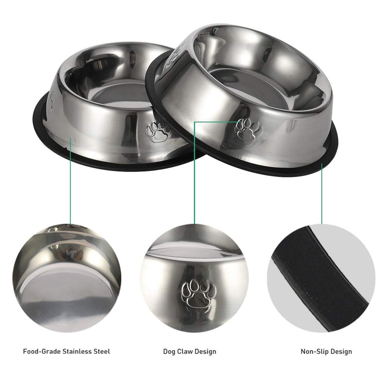 Yorgewd 2 Pack 8.5 In Dog Bowl Stainless Steel Double Non-Slip Slow Feeder Pet Bowls for Food Water Preventing Choking Fun with 2 Spoon Feeding Bowls (M) - PawsPlanet Australia