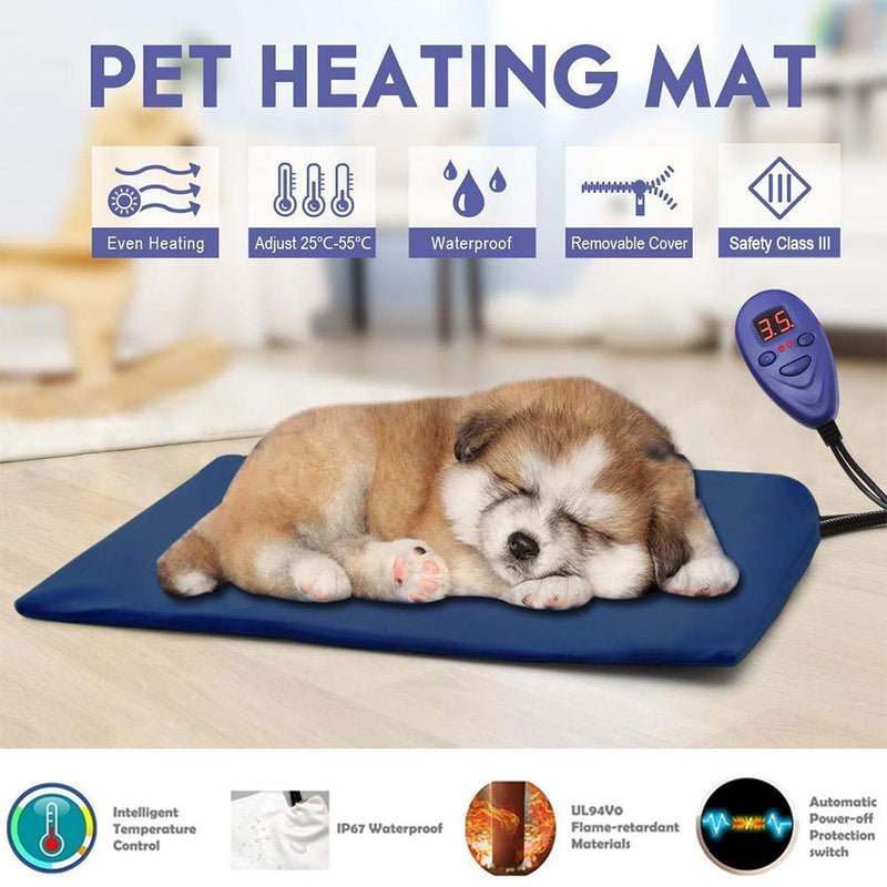 [Australia] - Petilleur Pet Heating Pad Electric Anti-bite Warm Heated Pet Mat for Dogs and Cats with 7 Level Adjustable Temperature (US Plug) 1:1, 28 inch 