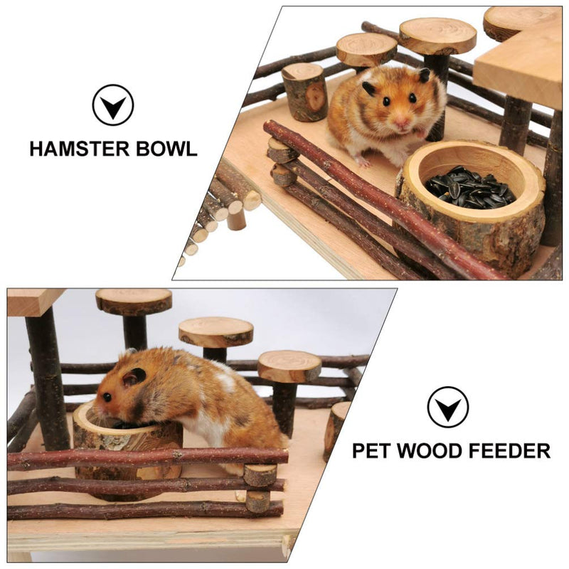 POPETPOP Hamster Wooden Food Bowl for Hedgehog Guinea- Pig Gerbil Squirrel Reptiles Chinchilla Ceramic Feeding Dish (Random Color) - PawsPlanet Australia