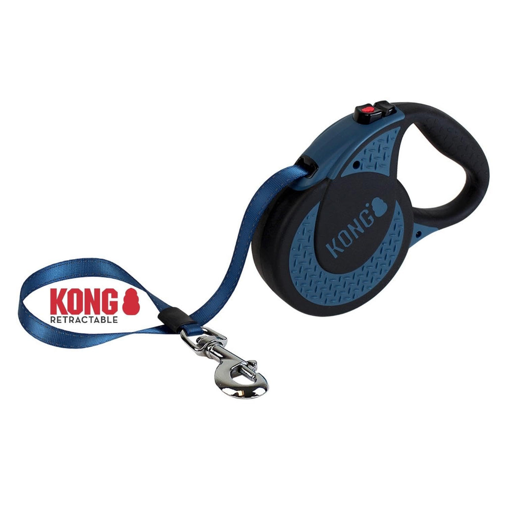 KONG roll-out dog leash in 5m length I For very large & strong dogs up to 70kg I Size XL I High-quality retractable leash with break & lock system in blue I Leash with soft handle & reflective strap Ultimate XL (up to 70 kg) Blue - PawsPlanet Australia