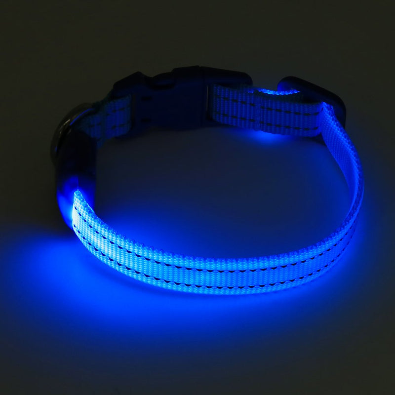 [Australia] - BSEEN LED Dog Collar, LED Dog Leash, USB Rechargeable Glowing Safety Dog Collar Light Up Adjustable Nylon Webbing Reflective Pet Dog Collar Leash for Dog & Cat XS Blue 