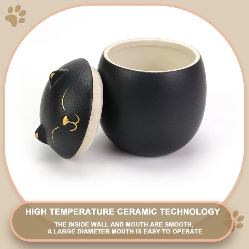 MEETPET Cat Urn Dog Urn Sized 3.2x2.9 and 4.9x4.25. A Smiley-Cat Pet Urn with a Memoria Card.Cat Urns for Ashes for Your Pet Small 12cu/in Black - PawsPlanet Australia