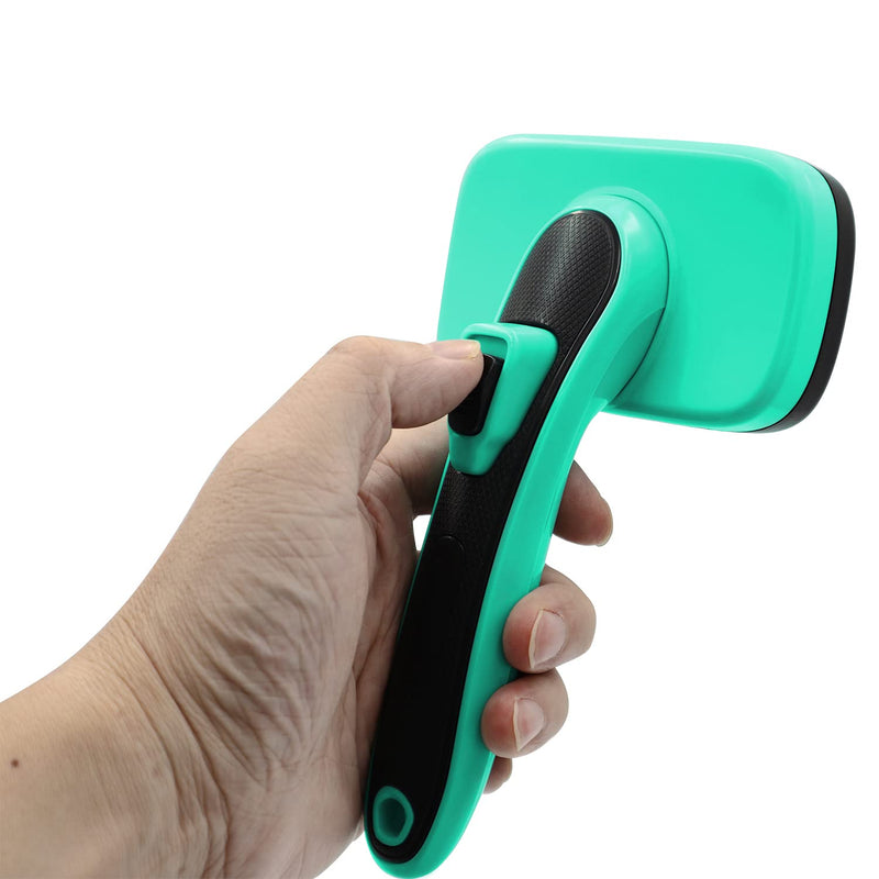 WARTAU Generation 2 Self Cleaning Slicker Brush Gently Removes Loose Undercoat Dog or Cat Will Love Being Brushed with The Pet Grooming Brush Green - PawsPlanet Australia