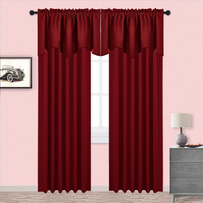 NICETOWN Basement Window Scalloped Red Valances - Elegant 52 inches Wide by 18 inches Long Blackout Curtains for Living Room & Guestroom & Bedroom & Chirstmas Decor (Burgundy, Pack of 2 Pieces) W52 x L18 Burgundy Red - PawsPlanet Australia