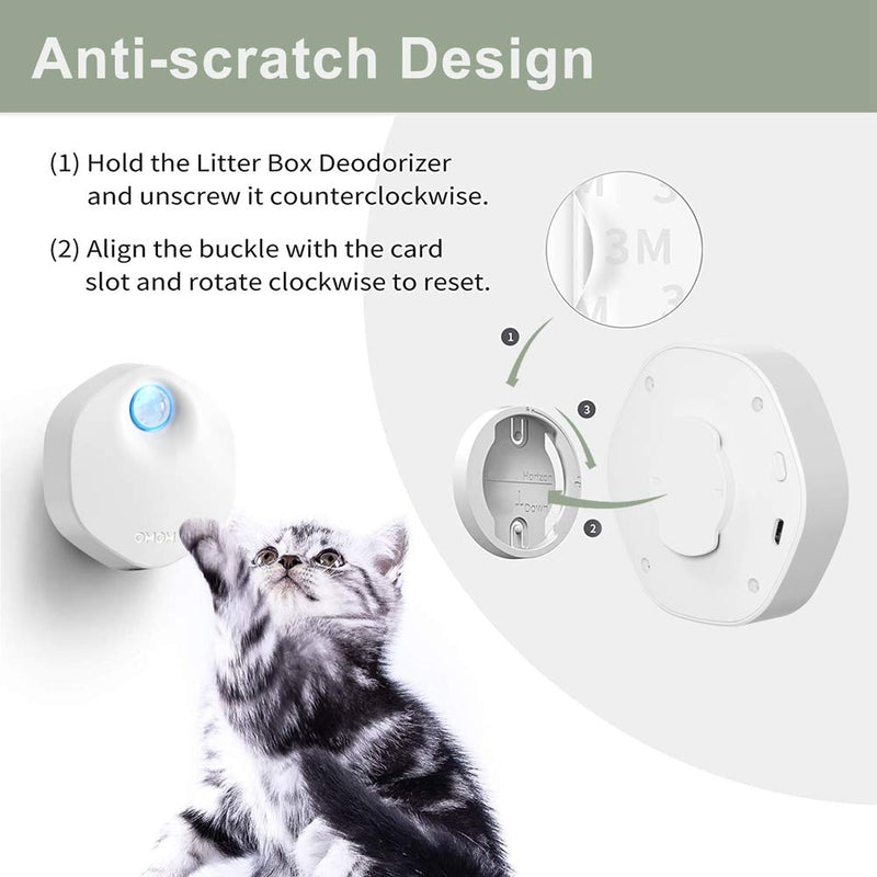jo-box-mall Cat Litter Deodorizer Odor Box Genie, Smart Pet Smell Eliminator, No Electronic/Plastic Melting Smell, Auto On/Off, USB Powered, for All Kinds of Cat/Dog Litter Box Toilet. (White) - PawsPlanet Australia