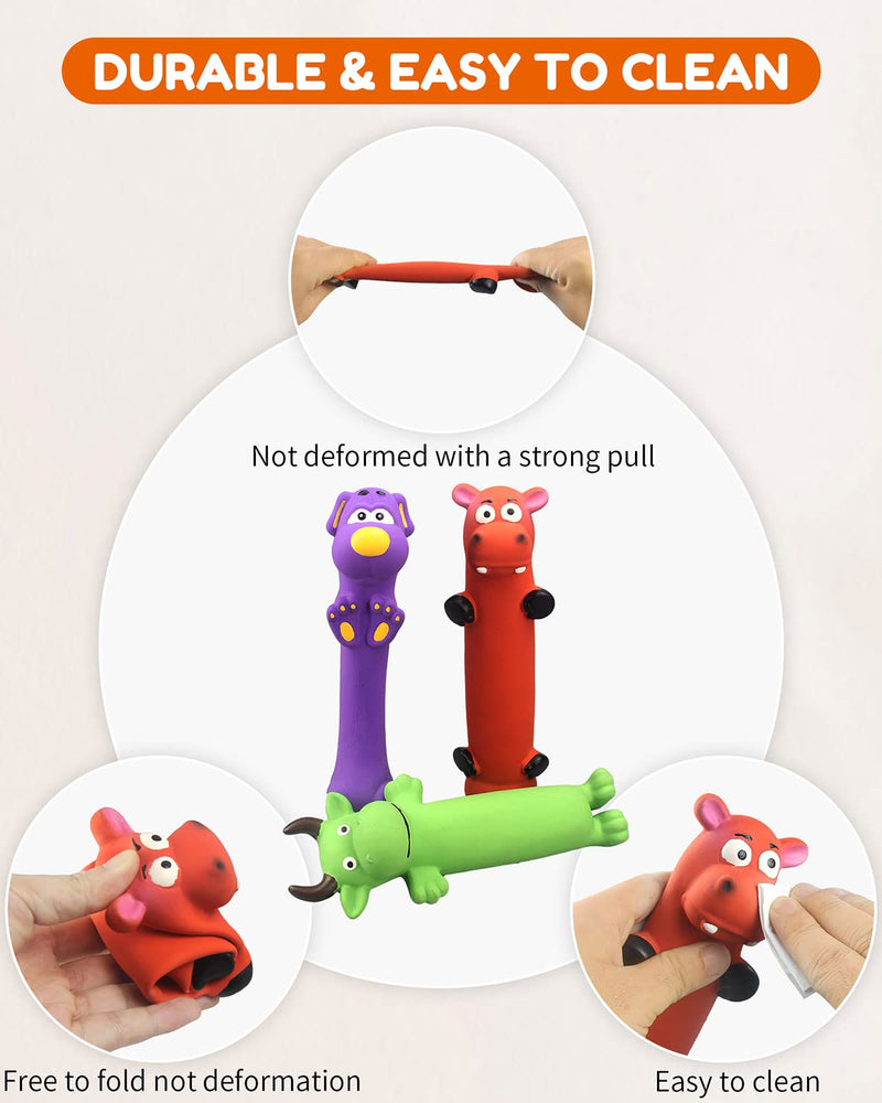 PWEITUOET 9" Squeaky Dog Toys for Small Dog, 3 Pack Funny Rubber Dog Squeaky Toys, Latex Dog Chew Toys for Puppy - PawsPlanet Australia