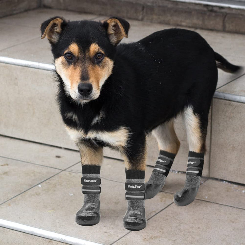 BINGPET Anti-Slip Dog Socks,Waterproof Paw Protectors with Reflective Straps Traction Control for Indoor & Outdoor Wear, 4pcs Small - PawsPlanet Australia