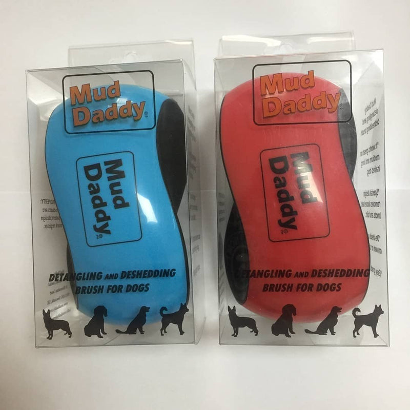 Mud Daddy Detangler and Deshedder Brush, All Coat Types, Easy Grab, Blue - PawsPlanet Australia