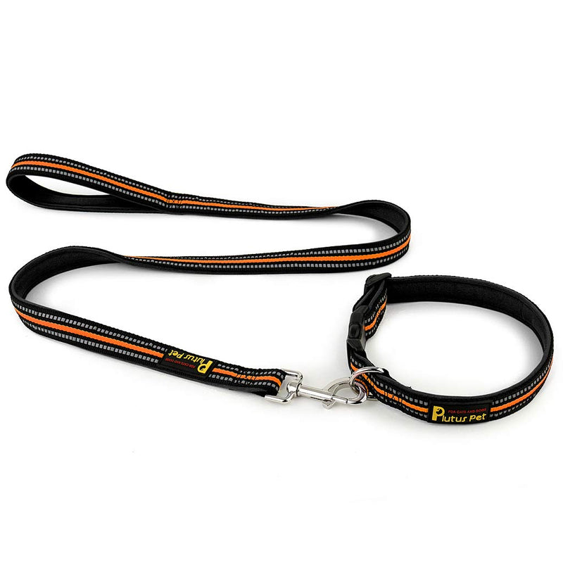 [Australia] - PLUTUS PET 4 FT Strong Nylon Dog Leash with Comfortable Neoprene Padded Handle and Highly Reflective Threads 3/4" Wide Orange 