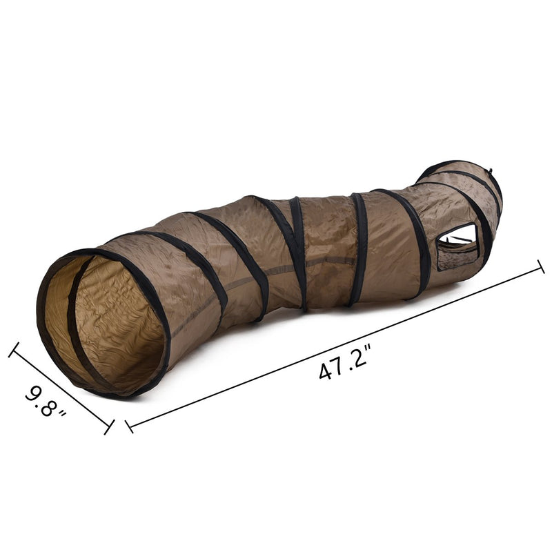 PAWZ Road S Form Long Play Cat Tunnel Crinkle Toy for Cats 25cm Tunnel for Indoor Use （Brown） S:25*120cm Brown - PawsPlanet Australia