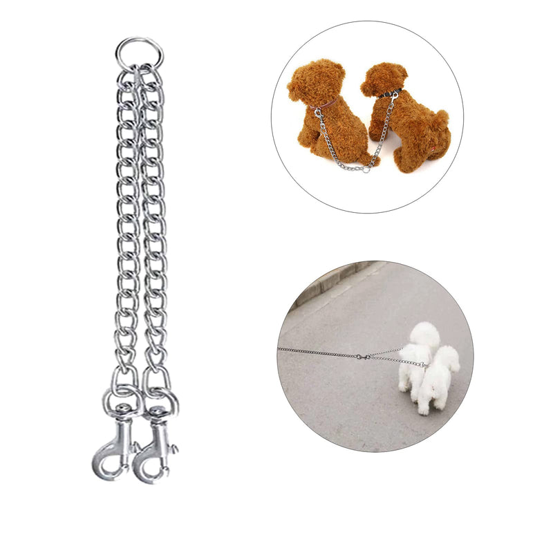 LERTREEUK Double Dog Lead Stainless Steel 2 Way Chain Double Dog Clutch Double Lead (70cm) 70cm - PawsPlanet Australia