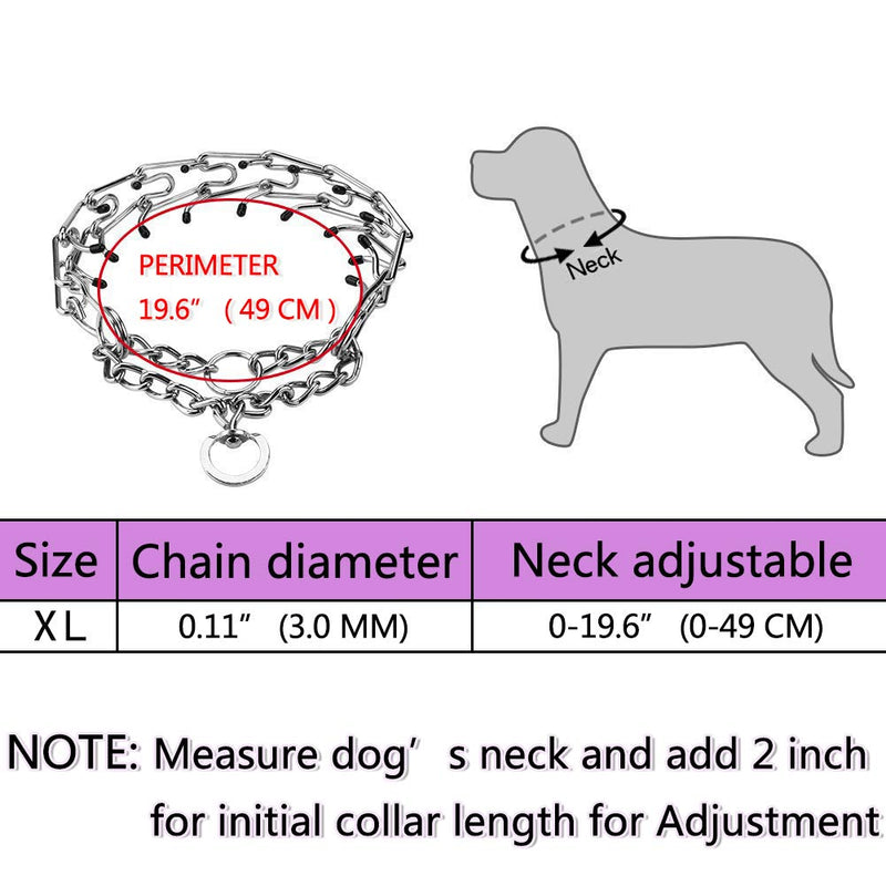 [Australia] - Welite Ultra-Plus Dog Prong Training Collar Stainless Steel Silver Plating Adjustable with Comfort Rubber Tips, Safe and Effective for Pet Correction Training Supplies - 4 mm x 23.6" (XL) Medium 