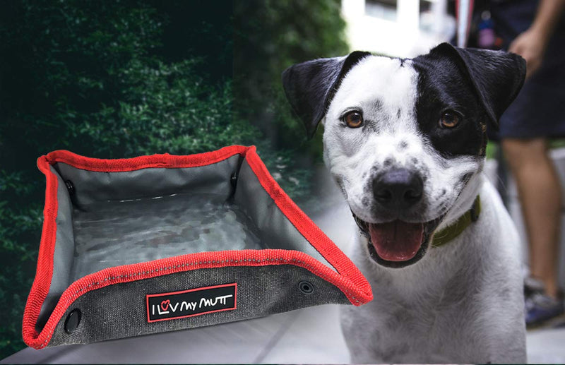 [Australia] - I Luv My Mutt - Snap-&-Pack Portable Travel Canvas Bowl for Pet Food and Water 