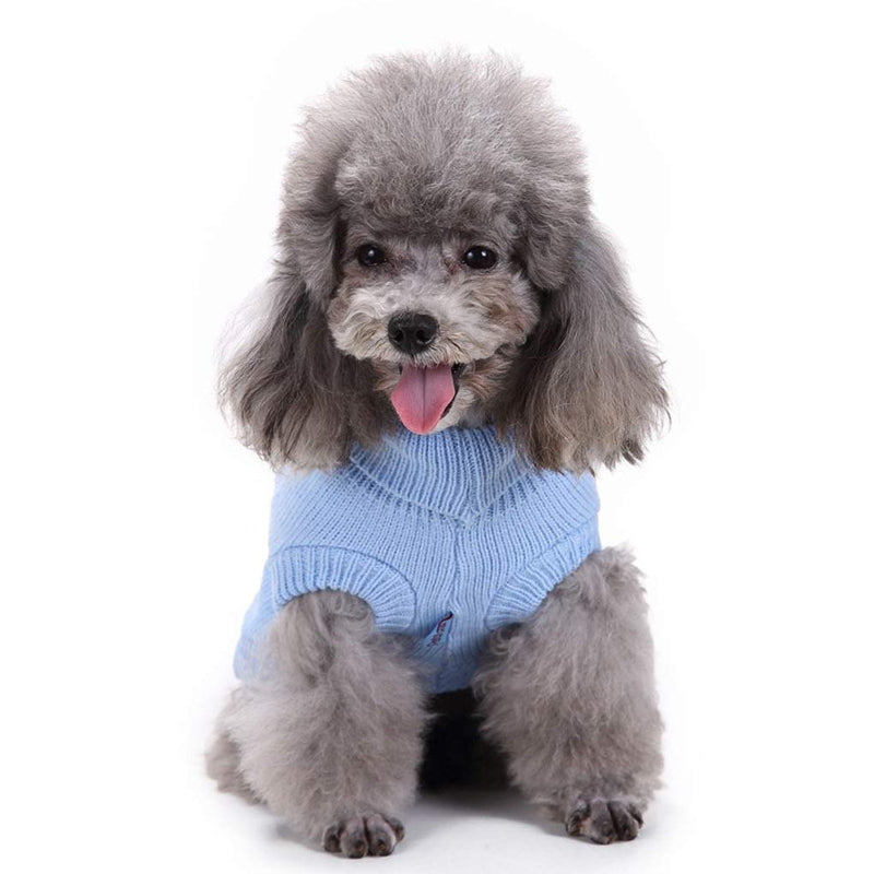 [Australia] - CHBORCHICEN Small Dog Sweaters Knitted Pet Cat Sweater Warm Dog Sweatshirt Dog Winter Clothes Kitten Puppy Sweater X-Small Light blue 