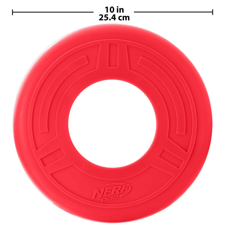 [Australia] - Nerf Dog Flyer Dog Toy, Frisbee, Lightweight, Durable and Water Resistant, Great for Beach and Pool, 10 inch Diameter, for Medium/Large Breeds Red 