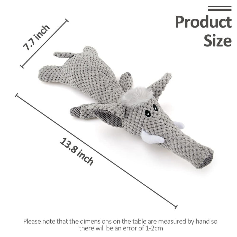 AWOOF Dog Plush Stuffed Toy for Aggressive Chewers Cute Interactive Durable Dog Toys for Large Dogs Teeth Cleaning Squeaky Dog Toys for Puppy Small Medium Dogs Chewing grey elephant - PawsPlanet Australia