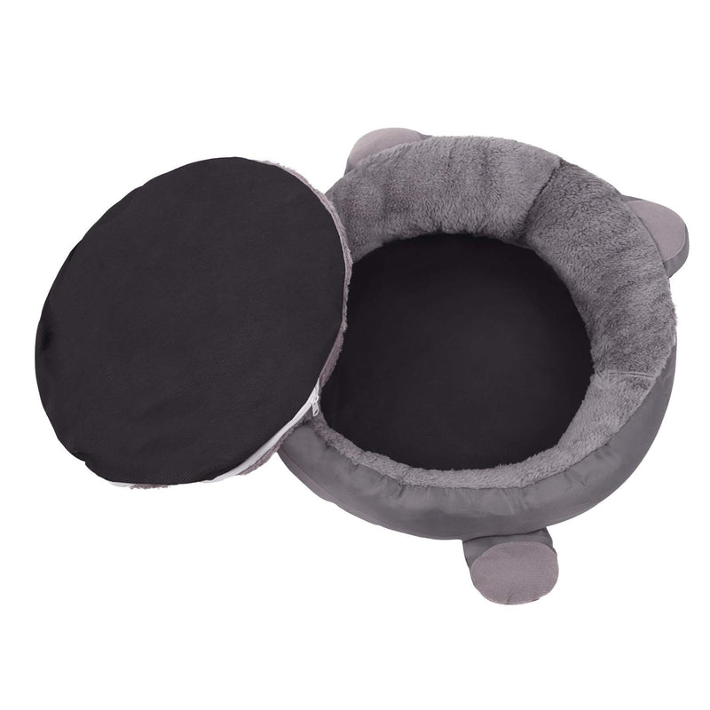 [Australia] - Small Dog Bed with Removable Washable Cover Cute Cartoon Ears Cuddler Pet Bed for Cats Small Dogs Padded Cushion Bed Anti-Slip Water-Resistant Bottom Soft Durable Pet Supplies Pet Sofa Kitten Bed Gray 