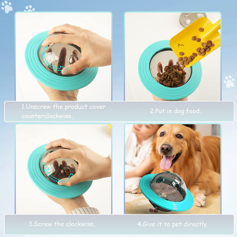 BANUKEQI Dog Food Toys Leaking Dispenser Flying Balls,Pet Food Dry Storage Dispensing Puzzle Toy Blue - PawsPlanet Australia
