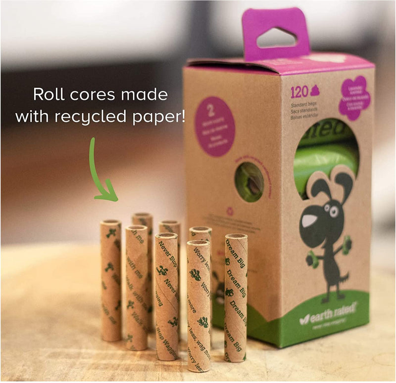 Earth Rated Dog Poop Bags, Extra Thick and Strong Poop Bags for Dogs, Guaranteed Leak-proof, 15 Doggy Bags Per Roll, Each Dog Poop Bag Measures 9 x 13 Inches 120 Bags, 8 Rolls Lavender-Scented - PawsPlanet Australia