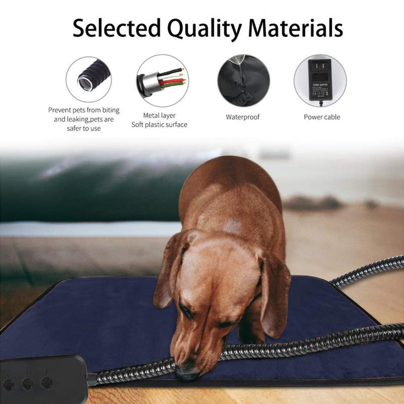 [Australia] - abcGoodefg Smart Pet Heating Pad Mat,Waterproof Warming Heating Mat Bed for Dogs Cat, Support Google Assistant, Amazon Alexa, Mobile App, Controller Large: 27.56" x 18.9" Dark Blue 