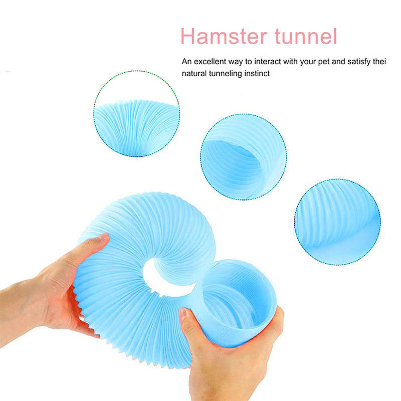 kathson Hamster Tunnels Pet Plastic Tube Tunnel Fun Toys for Puzzle Exercising Hiding Training or Gerbils, Guinea Pigs, Mice, Small Animals(Blue 2 PCS) - PawsPlanet Australia