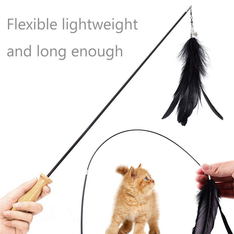 Feather Teaser Cat Toy, Retractable Cat Wand Toy Set 18pcs Assorted Teaser Refills with Bell, Including Bird Feather, Squiggly Worm, Crinkle Balls for Indoor Kitty Interactive Teather Fishing Pole Toy - PawsPlanet Australia