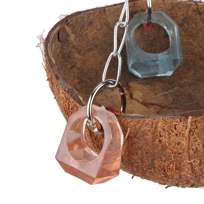 YOUTHINK Natural Coconut Shell Birds Swing Toy Hanging Basket Sling with Acrylic Rings for Squirrel Parrot Budgie Parakeet Cockatiel Conure Lovebird Finch Cockatoo - PawsPlanet Australia