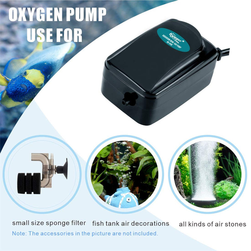 hygger 50GPH Small Air Pump for Aquarium, Oxygen Pump for 1-35 Gallon with Accessories Air Stone Check Valve Air Tube 1-35 Gallon(1W） - PawsPlanet Australia