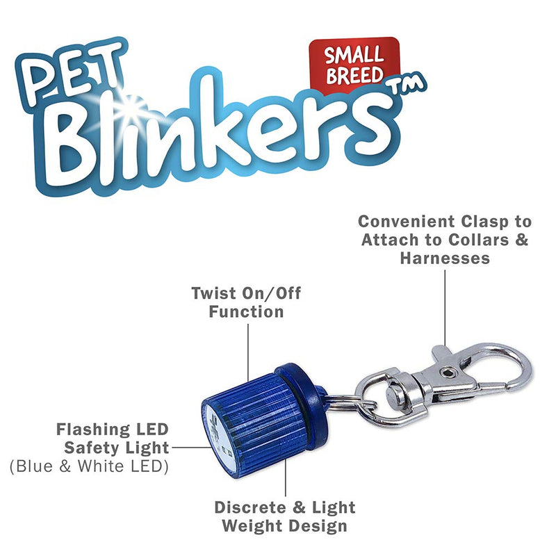 [Australia] - Flipo Group Pet Blinkers Clip-On LED Safety Light, Blinking LED Color Changing Pet Collar Safety Lights, Safety Lights for Dogs and Cats, Batteries Included Small Breed Blue/White LED 