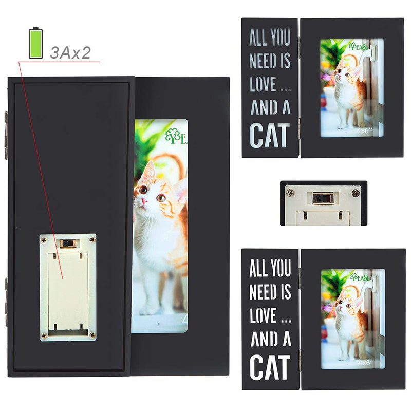 [Australia] - YEASL Wood Dog Picture Frame - 4x6 Inch Light Up Pet Picture Frame for Dog and Cat Memorial Gifts All You Need is Love and A CAT 