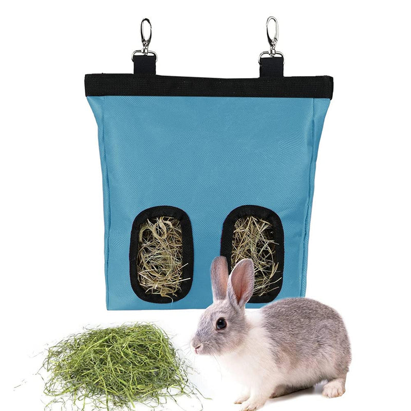 Rabbit Hay Feeder Bag Hay Bag Hanging Feeder Pig Hay Feeder Storage Small Animal Feeding Bag for Rabbit Guinea Pig (Blue) - PawsPlanet Australia