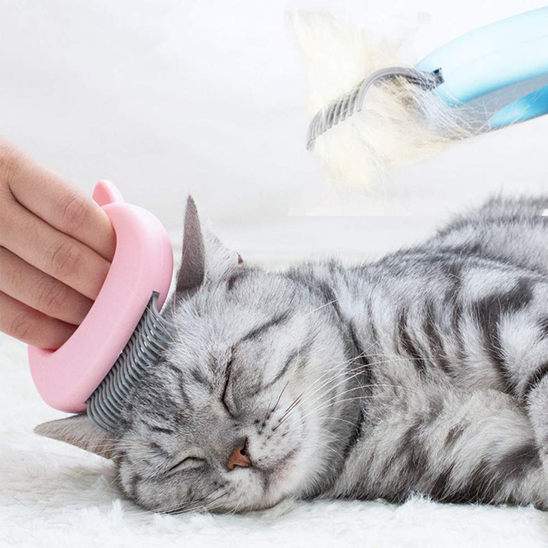 DI QIU REN 3 Pieces Pet Massaging Shell Comb with 3 Pieces Cat Bath Brush with Adjustable Ring Handle Pet Grooming Shampoo Bath Shedding Brush for Dogs and Cats with Short & Long Hair - PawsPlanet Australia