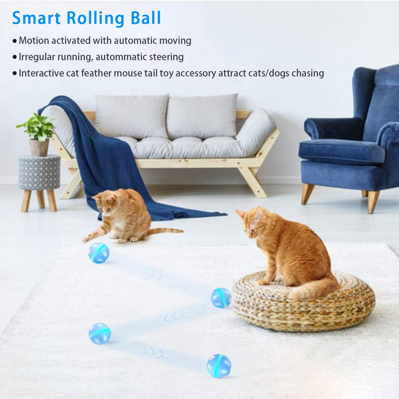 [Australia] - PETRIP Interactive Cat Toy Ball, USB Rechargeable Motion Ball, 360 Degree Self Rotating Ball with Red LED Light, for Kitty’s Indoor Play and Exercise 