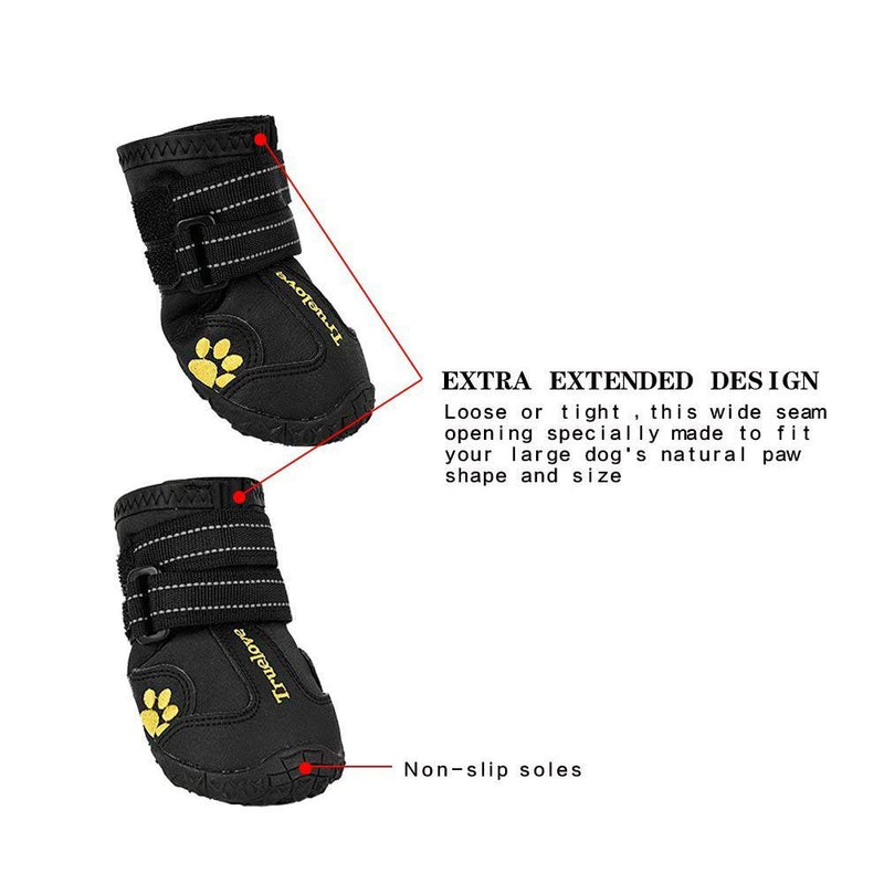 TrueLove Dog Shoes Waterproof Anti-slip Rain Boots Paw Protectors Reflective TLS3961(Black,1#) 1# Black - PawsPlanet Australia