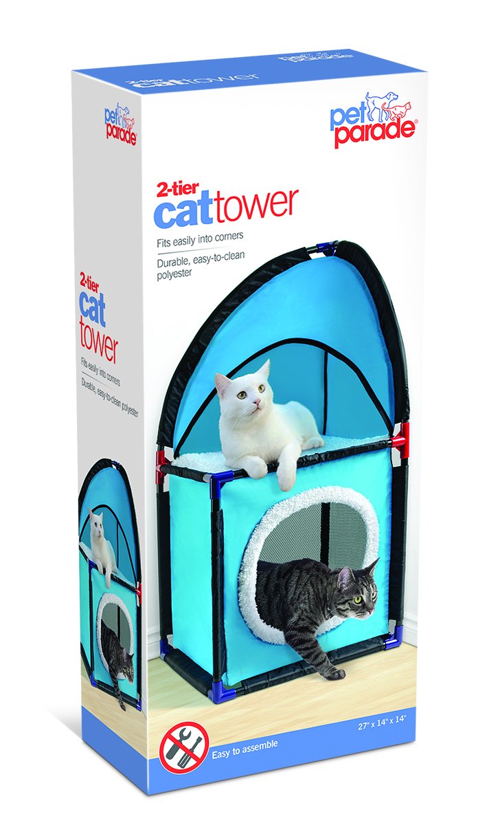 [Australia] - Pet Parade Two Tier, Durable, and Easy to Assemble Cat Corner Condo Tower, Blue 