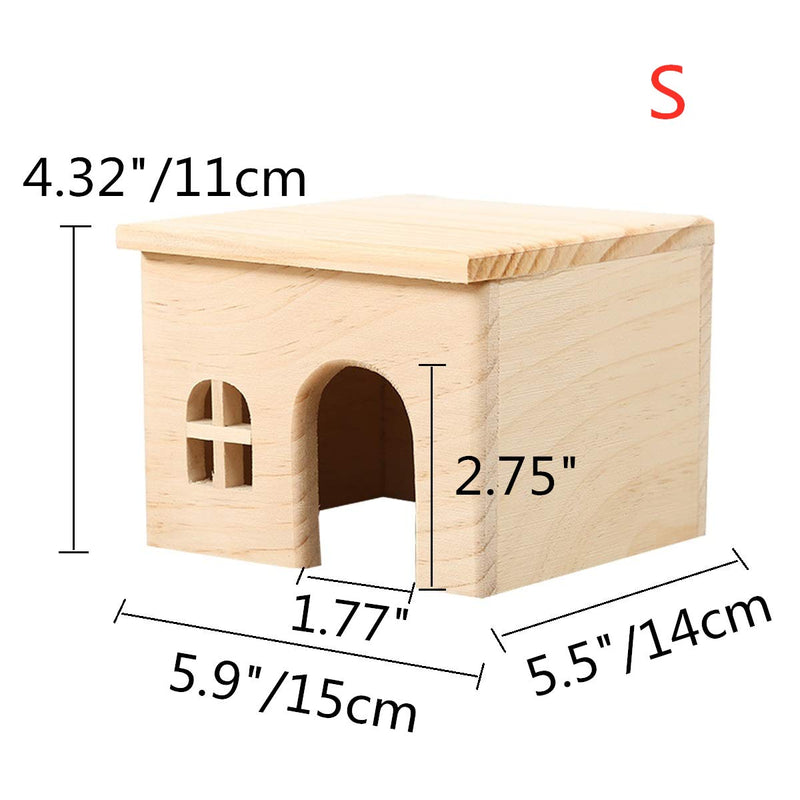 [Australia] - Hamster Wooden House Small Animals Hideout Home for Rat Mice Gerbil Mouse Rabbit Cage Play Hut S 