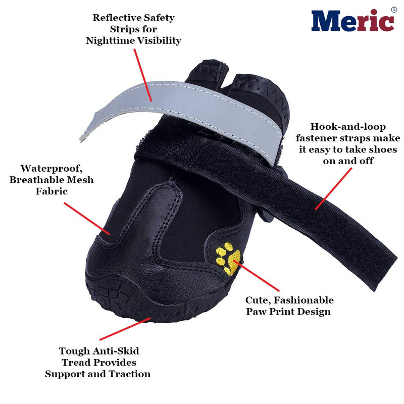 [Australia] - Meric Dog Shoes, 2.9x3.1 Inches, Light Reflector Luminates at Night, Warm Paw Protectors, Wear and Bite-Resistant, Durable Sole, Water-Resistant Boots, Dog Traction Booties for Medium to Large Dogs 