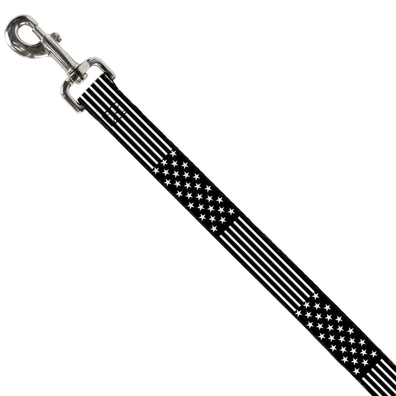 [Australia] - Dog Leash Americana Stars Stripes2 Black White 6 Feet Long 1.0 Inch Wide 6 Feet Long - 1.5" Wide 