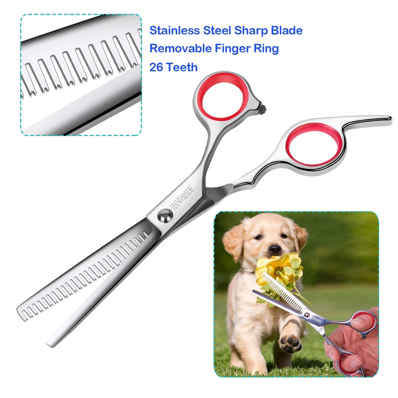 Elfirly Dog Grooming Scissors Set with Safety Round Tip (2 Pack - Curved Scissors Thinning Shears for Grooming) Pet Grooming Shears with Grooming Comb for Dogs and Cats Red - PawsPlanet Australia