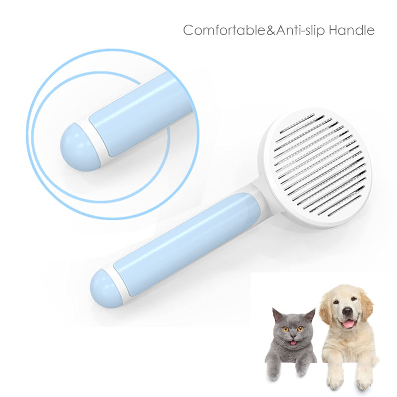 AUBERRY Self Cleaning Slicker Brush Removes Loose Undercoat & Tangles Soft Grooming Brush for Cats or Dogs with Massage Particles Dog Brush for All Hair Style - PawsPlanet Australia