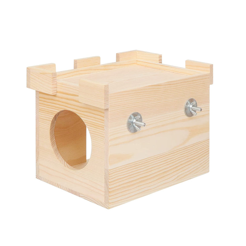 YKD Castle Chinchilla House - Small Animal Hideout for Chinchilla Guinea Pig Hedgehog, or Rat - Ventilated Wooden Hamster Habitat with Multiple Doors - Made from Fir Pine - PawsPlanet Australia