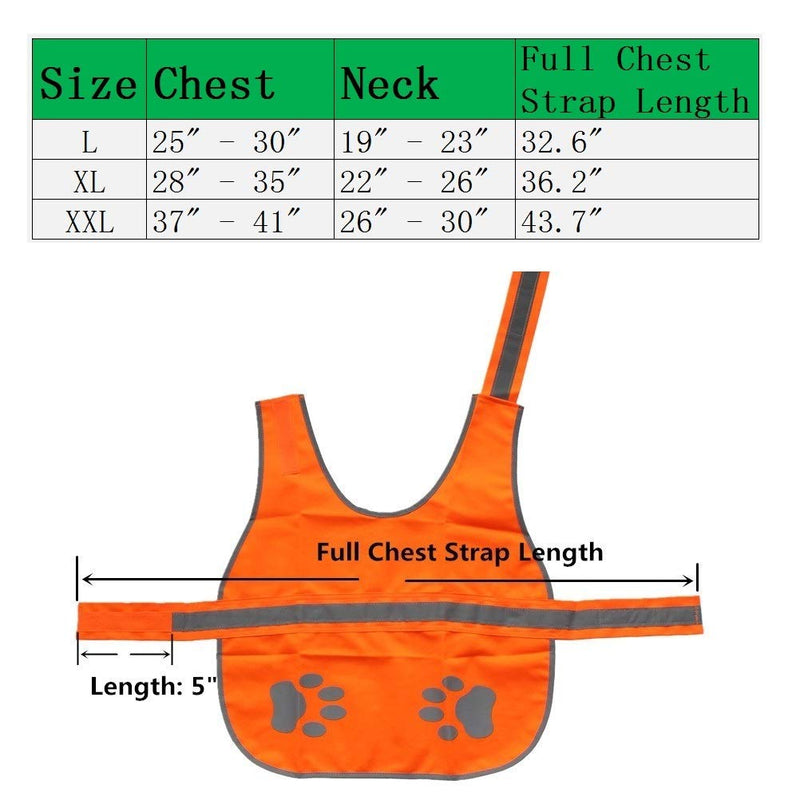 [Australia] - Hiado Dog Reflective Safety Vest High Visibility for Walking Running Hiking to Keep Dogs Visible Safe from Cars and Hunting Accidents L(chest 25"-30") Orange 