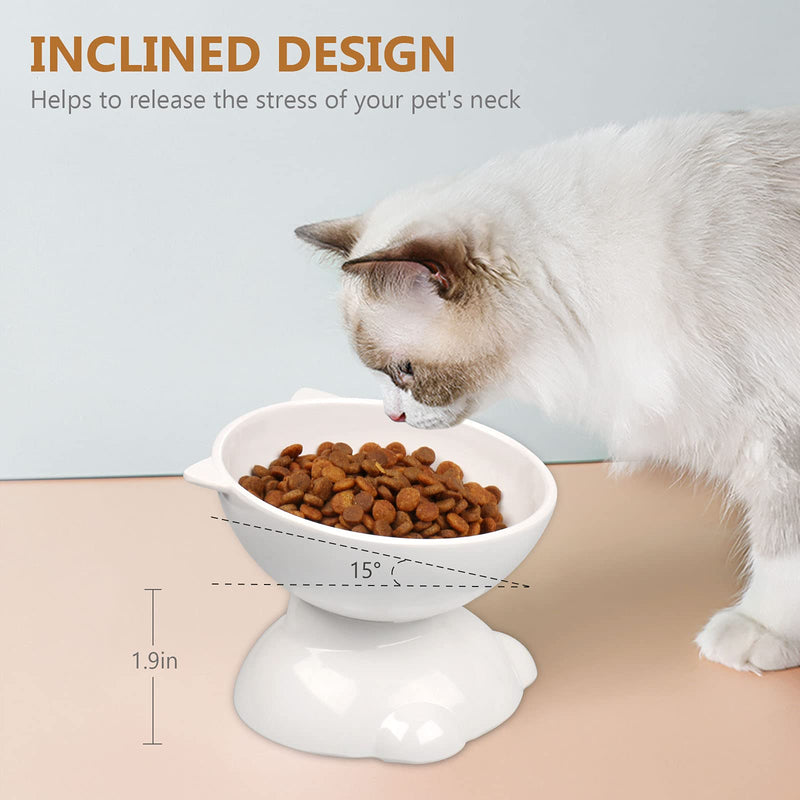 UPSKY Cat Bowls Raised Cat Dog Food and Water Bowls, Elevated Cat Feeding Bowls Set with Anti Slip Stand,15° Tilted Pet Dishes Bowl for Cat and Small Dog,Set of 2 - PawsPlanet Australia