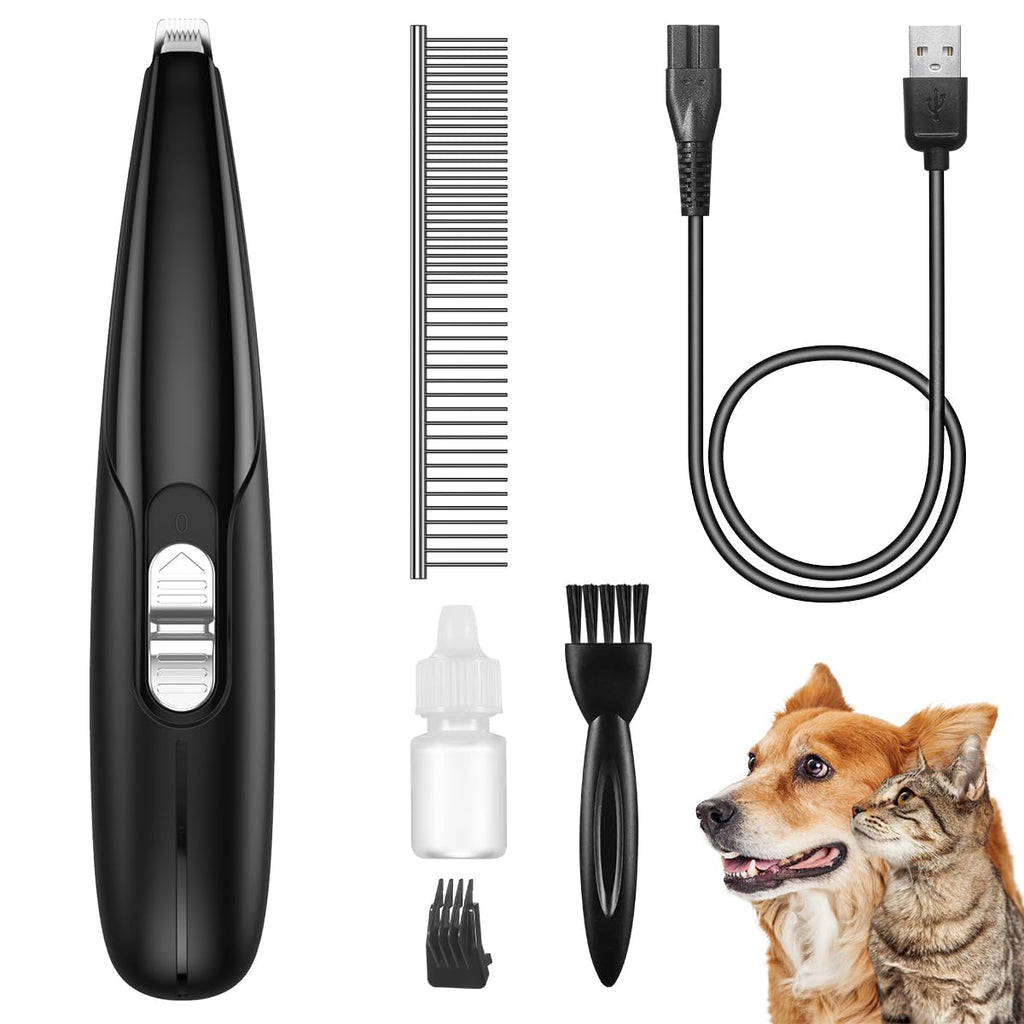 Brifit dog cat clipper, quiet dog clipper, pet hair clipper, electric paw trimmer for dogs, cats, dog hair clipper for dogs, cats, paws, ears, eyes, face, black - PawsPlanet Australia