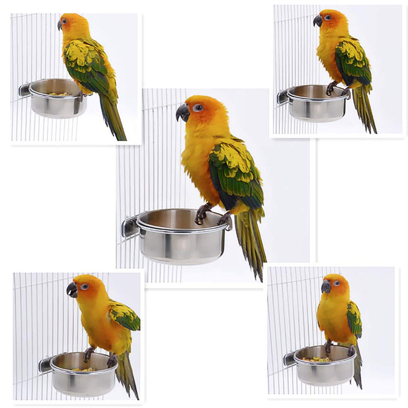 [Australia] - 2 Pack Bird Cage Food Water Dispenser Parrot Food Dish Bird Feeder Cup for Cage, Stainless Steel Bird Food Holder Container for Parrot Macaws Ferret Parakeet Cockatiel Budgerigar 