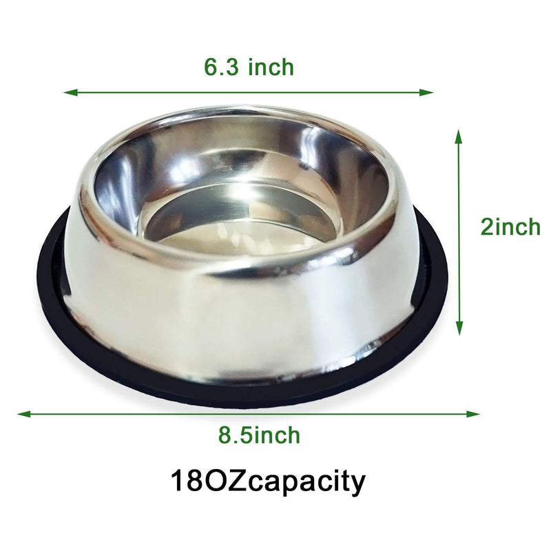 [Australia] - Stainless Steel Dog Cat Bowls with Rubber Base for Small/Medium Puppy Bowl for Pets Dogs, Cats (2 Pack) 