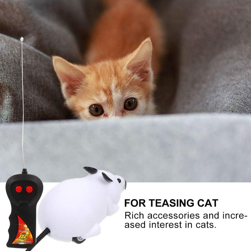 TOYANDONA Electric Mouse Toy Remote Control Mouse Robotic Cat Toy Funny Interactive Game Teaser Toy Christmas Party Supplies No Battery White+Black 2pcs - PawsPlanet Australia