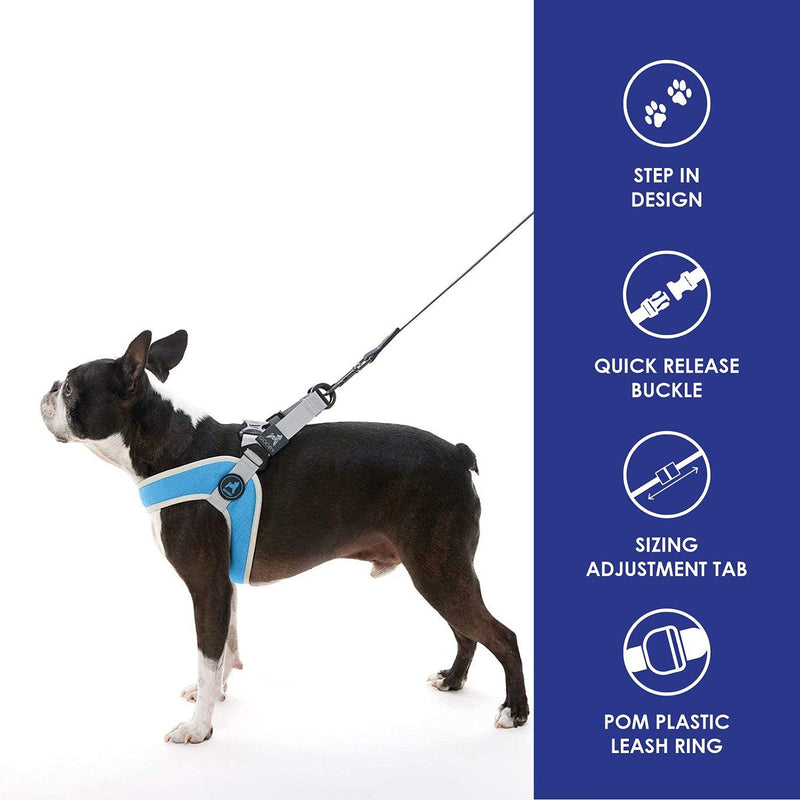 Gooby Simple Step In III Harness - No Pull Small Dog Harness with Scratch Resistant Outer Vest - On the Go Soft Inner Mesh Dog Harness for Medium Dogs No Pull and Small Dogs for Indoor and Outdoor Use Small chest (14.25∼17") Blue - PawsPlanet Australia