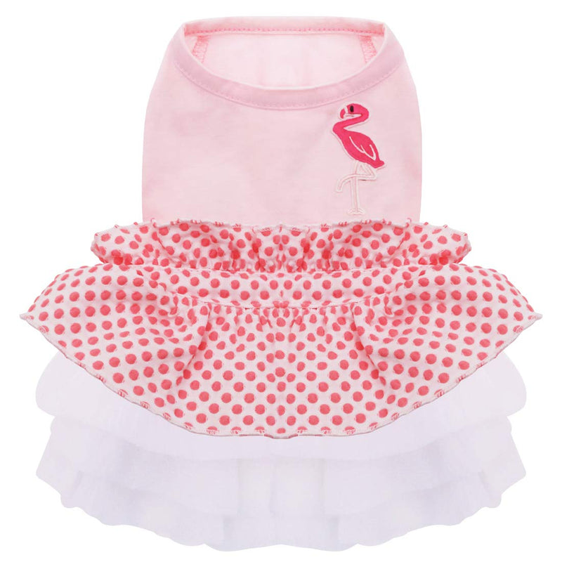 [Australia] - kyeese Dog Dress Tiered Ruffle Dog Dresses Flamingo for Small/Medium Dogs Polka Dot Dog Birthday Dress Dog Wedding Dress Formal Dress 