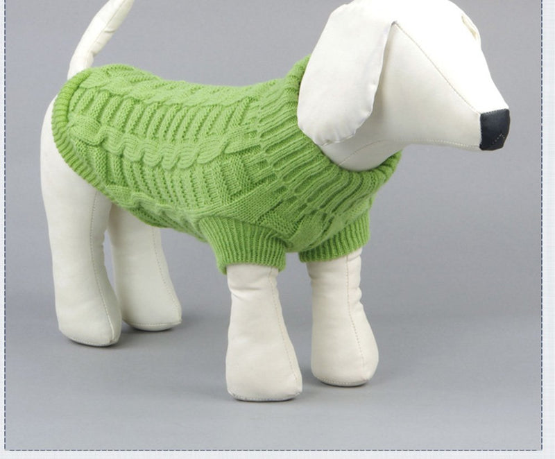 Kismaple Cute Pet Puppy Cat Dog Warm Jumper Sweater Knitwear Coat Apparel Autumn Winter Dog Clothes (XS Back Length:17-18cm, Green) XS Back Length:17-18cm - PawsPlanet Australia